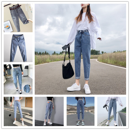 2022 spring and summer miscellaneous denim women‘s korean style high waist slimming ladies slightly flared skinny pants foreign trade stall