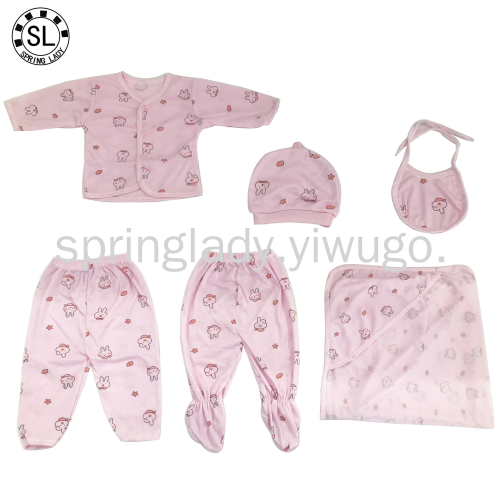 spring lady baby clothes 6-piece set newborn 0-march infant clothing spring and summer underwear set