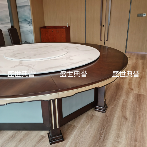 shaoxing Seafood Restaurant Box Solid Wood Dining Table and Chair Hotel Solid Wood Electric Table Business Banquet Electric Turntable Dining Table