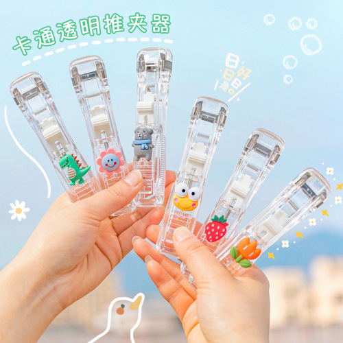 transparent push clip learning office materials sorting holder student book booking test paper supplement clip binding clip