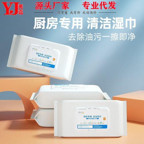 Factory Wholesale Kitchen Cleaning Wipes 80 Pieces Disposable Kitchen Ventilator Stove Oil Removing Lazy Rag Wet Tissue
