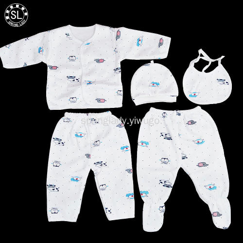Spring Lady Dairy Cattle Milk Silk Clothes for Babies Newborn Baby Clothes Baby 5-Piece Children‘s Clothing