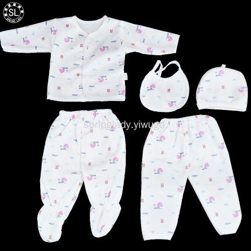 Spring Lady Milk Silk Baby Clothes Newborn Baby Clothes Baby 5-Piece Children‘s Clothing