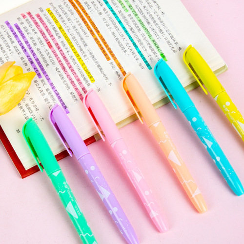 826 Fluorescent Pen Suit 1 Sets of 6 6 Colors Student Marking Pen Hand Account Pen Creative Stationery Pull Cap Color Fluorescent Pen
