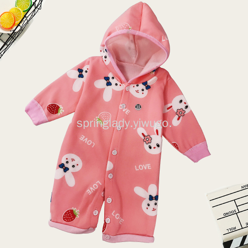 spring lady baby romper printed autumn and winter fleece-lined jumpsuit men‘s and women‘s warm baby outwear