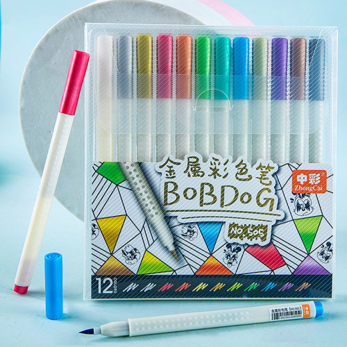 505 Metal Pen Dream Flash Pen Metal Color Marking Pen DIY Hand Account Fluorescent Marker 12 Color Set