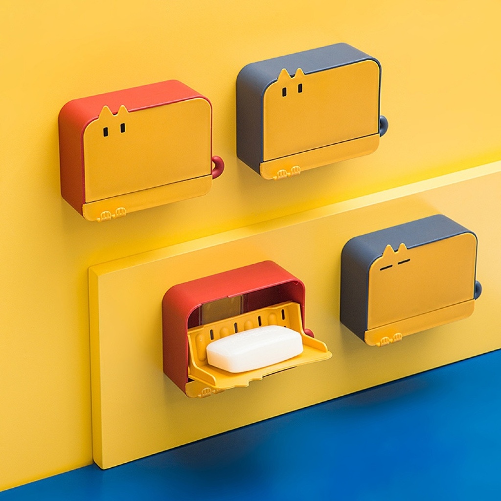 Little Yellow Duck double-layer draining soap cartoon creative household box, soap box, no need for drilling, wall-mounted bathroom rack pic 20