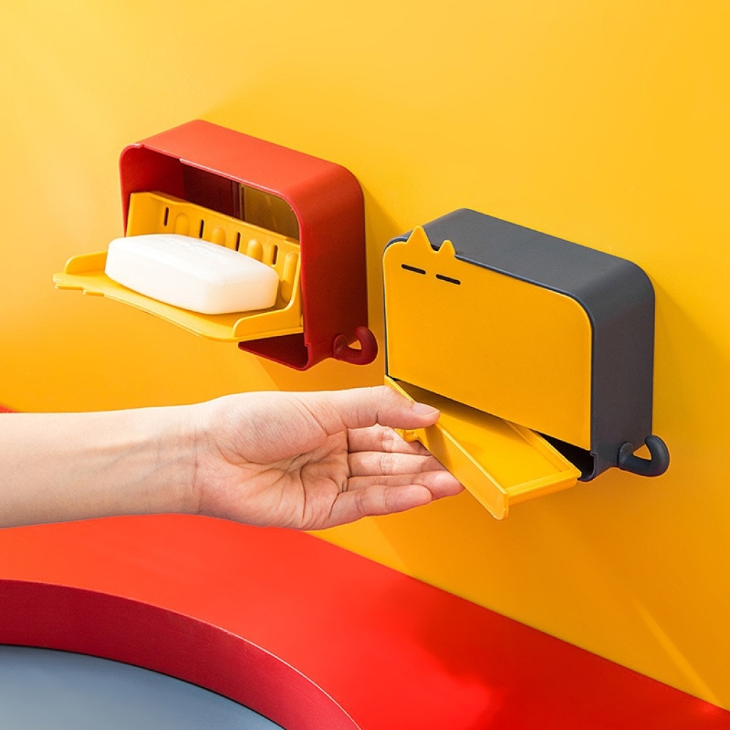 Little Yellow Duck double-layer draining soap cartoon creative household box, soap box, no need for drilling, wall-mounted bathroom rack pic 19