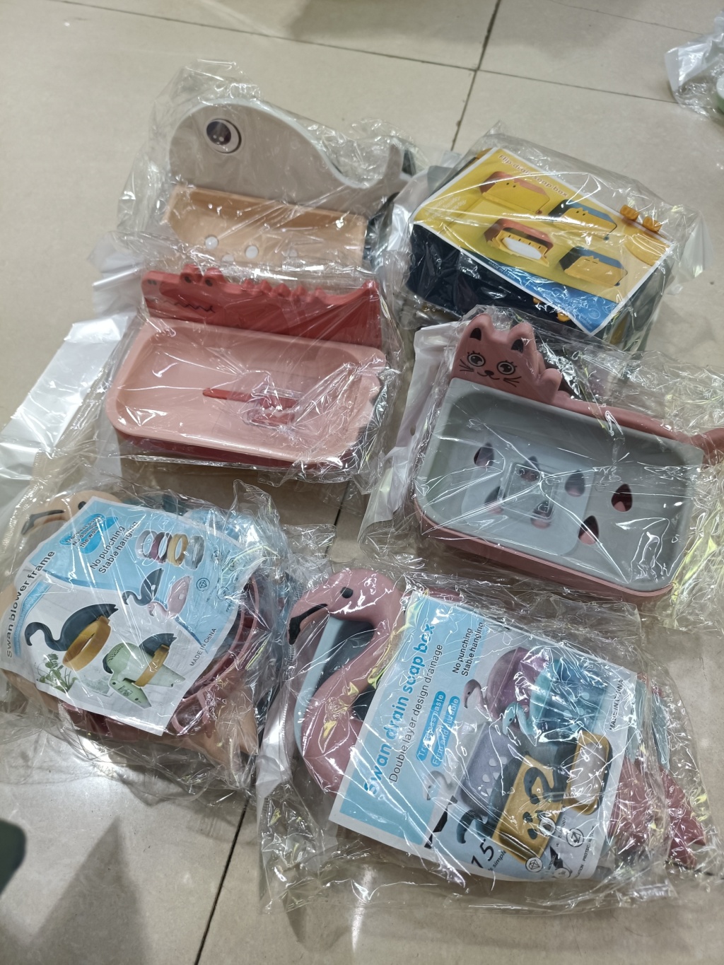 Little Yellow Duck double-layer draining soap cartoon creative household box, soap box, no need for drilling, wall-mounted bathroom rack pic 26