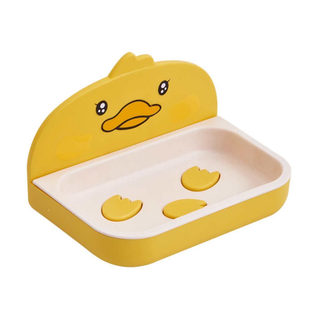 Little Yellow Duck double-layer draining soap cartoon creative household box, soap box, no need for drilling, wall-mounted bathroom rack pic 5