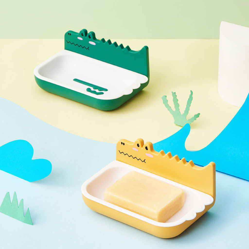 Wall-mounted soap box, small crocodile soap stand, no-drilling soap box, draining bathroom soap stand, wall-mounted soap box pic 4