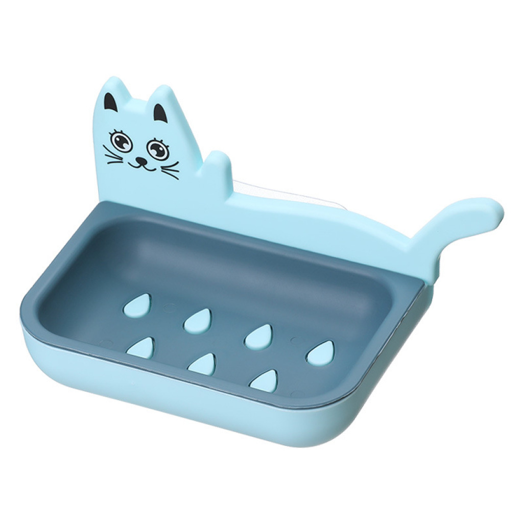 Double-layer soap box, soap rack, draining soap box without punching holes, plastic cartoon cute wall-mounted soap rack wholesale pic 5