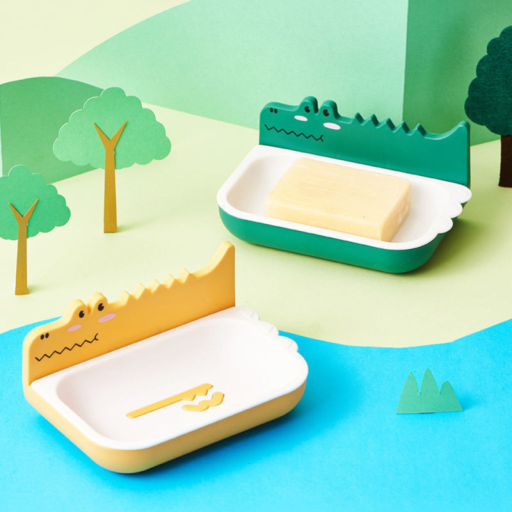 Wall-mounted soap box, small crocodile soap stand, no-drilling soap box, draining bathroom soap stand, wall-mounted soap box pic 3