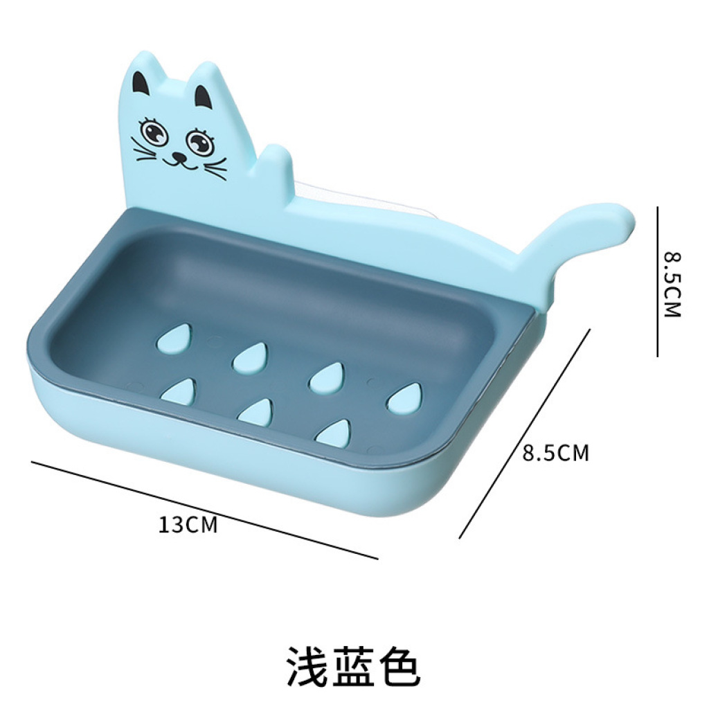 Double-layer soap box, soap rack, draining soap box without punching holes, plastic cartoon cute wall-mounted soap rack wholesale pic 6