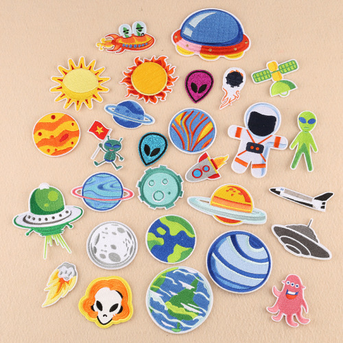 duo cool computer embroidered patch embroidery cloth badge planet alien hand account diy patch clothing accessories