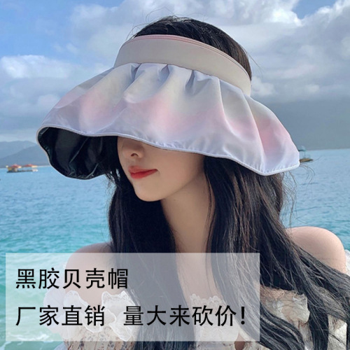Wholesale Rainbow Vinyl Shell-like Bonnet Dual-Use Headband Sun Hat Female Sun Protection Uv Air Top Outdoor Sun Hat