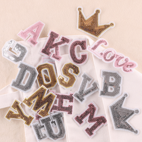accessories beads sequined embroidered cloth labels 26 english letters patch accessories computer embroidered badge cloth stickers