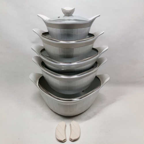 Die Casting Aluminum Pot Square Yuan Medical Stone 12-Piece Non-Stick Pan Household Kitchen Utensils Pot Stockpot Stew-Pan