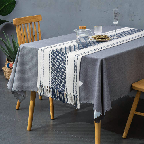 Amazon Cotton Woven Kitchen Table Mat European Style Living Room Tablecloth Table Runner Handmade tassel Family Table Decoration 