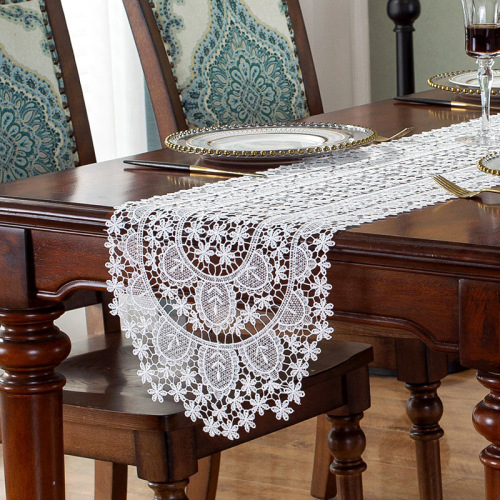 japanese korean style all white water soluble lace table runner table mat dining mat coffee table tablecloth hollow tv cabinet cover towel