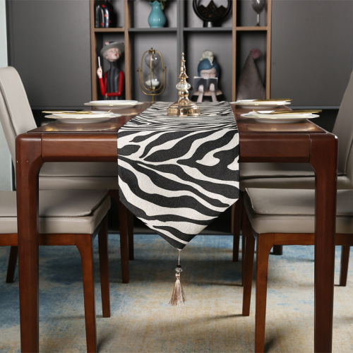 black and white zebra pattern light luxury table runner dining table coffee table flag high precision jacquard tv cabinet chest of drawers shoe cabinet strip cloth