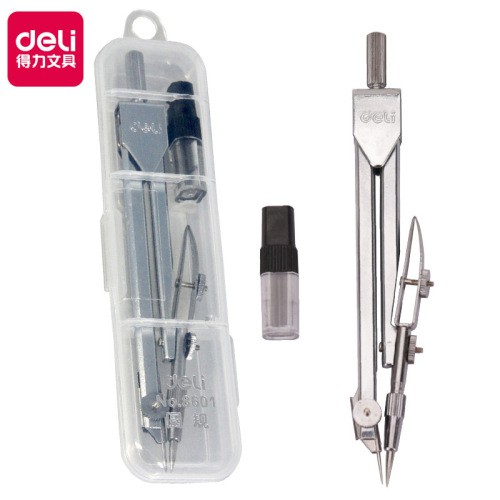 Deli 8601 Compass Lead Core 2-Piece Set Metal students Use Drawing Measurement to Learn Stationery Engineering Design