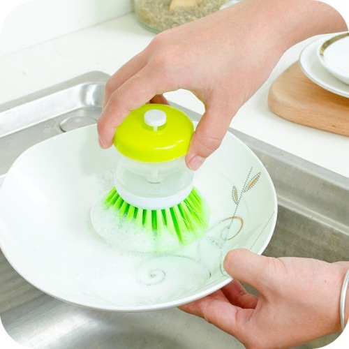 Factory Direct Supply Hydraulic Washing Pot Dish Brush Automatic Liquid Adding Dish Brush Convenient Kitchen Cleaning Brush Kitchen Gadget