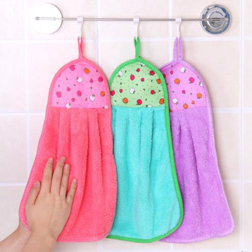 Wholesale Kitchen Hanging Rag Dishcloth Dish Towel Thickened Absorbent Coral Fleece Hand Towel
