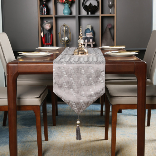 Table Runner Gray Light Luxury High-End Western-Style Dining Table Model Room Decorative Cloth Long TV Cabinet Cover Coffee Table Tablecloth