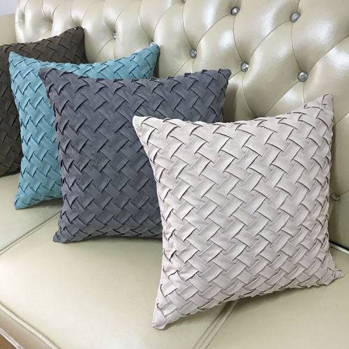 suede woven pillow plain simple modern sofa cushion car pillow support customization