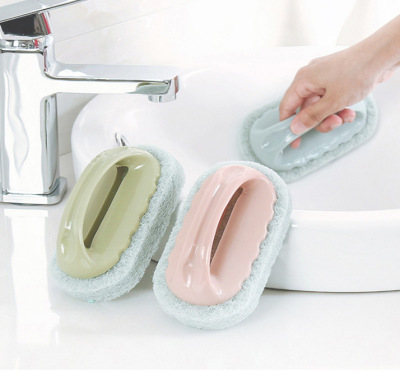 Kitchen Strong Decontamination with Handle Sponge Insole Cleaning Brush Bathroom Bathtub Dish Brush Tile Wipe Spong Mop Wholesale