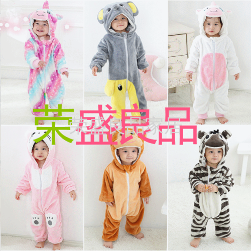 michley starry unicorn flannel romper children sleeping bag in stock baby‘s romper children‘s pajamas