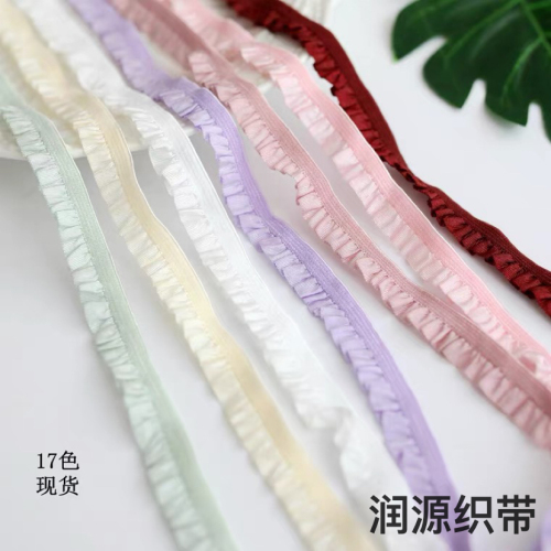 Color Elastic Cloth Wrinkle Single Fungus Lace accessories Clothes Skirt Decoration DIY Hair Accessories Fabric Decorative Elastic Band 