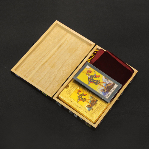 New Set Wooden Box Gold Foil Brand Tarot Bronzing Color Printing Brand Plastic PVC Board Game Waterproof Wholesale