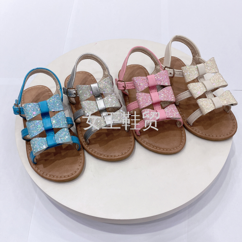Summer Children‘s Sandals Women‘s Korean-Style Fashionable Export Sandals Solid Color Flat Breathable Girls Sandals