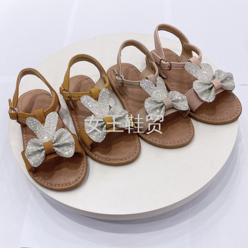 Summer Open Toed Breathable Girls‘ Sandals Korean Style Pansy Children‘s Flat Sandals Foreign Trade Girls‘ Shoes Sandals