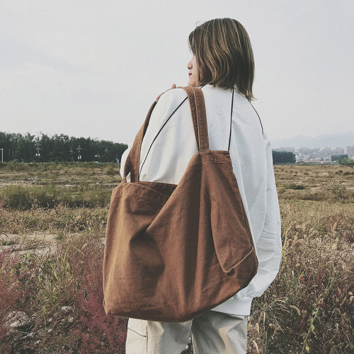 simple fashion korean shopping bag large capacity shoulder bag canvas bag women‘s bag handbag