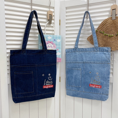spring new denim bag simple all-match single shoulder bag denim handbag single shoulder bag