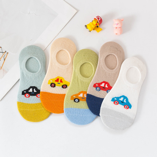 New Children‘s Socks Spring/Summer Thin Cartoon Car Three-Dimensional and Breathable Invisible Boys and Girls Boat Socks Baby Socks