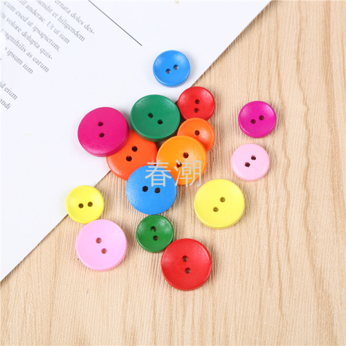 Wholesale Colorful Four-Eye Wood Button Children‘s Handmade DIY Two-Eye Resin Button Uniform Coat Button
