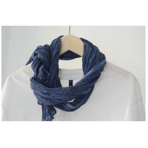 spring and summer decorative small scarf solid color pleated cotton and linen clear men‘s and women‘s thin scarf lightweight neck scarf