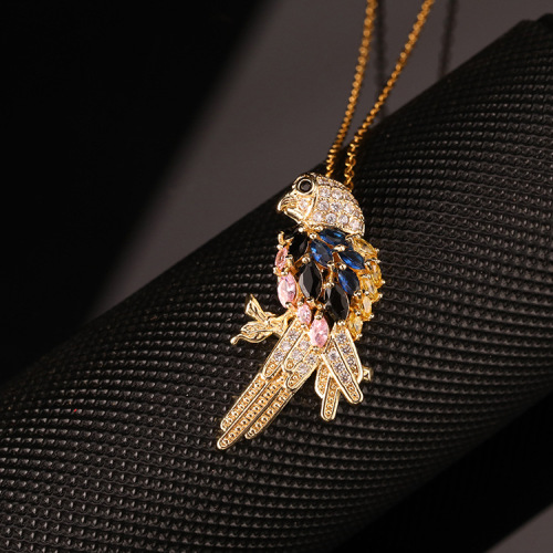 European and American New Style Copper Bird Necklace Women‘s Personalized Hummingbird Chain Wish Cross-Border Color Zircon Necklace Pendant