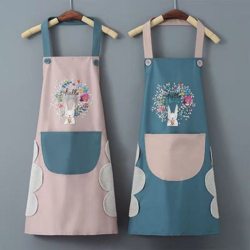 Apron Women‘s Kitchen Waterproof Oil-Proof Summer Household Erasable Hand Cute Fashion New Cooking Work Lady Sleeves