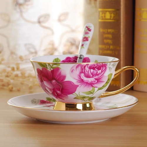 high-Grade Bone China Coffee Set Ceramic Cup Dish Cup European British Pastoral Style Afternoon Tea Cup