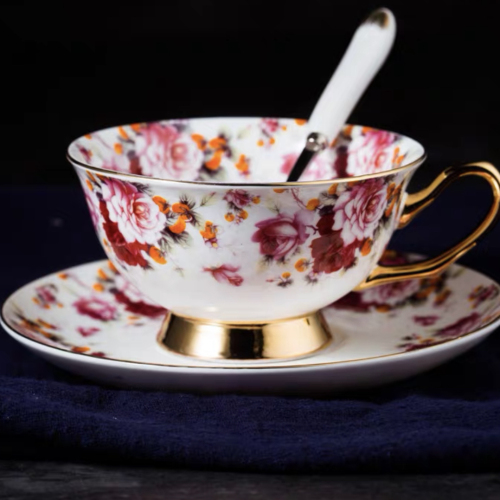 Porcelain Cup and Saucer Ceramic Cup British Pastoral Style Cup Cup and Saucer Set High-End Exquisite Coffee Cup