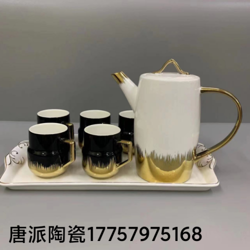 jingdezhen ceramic water set coffee set coffee cup teapot set european gold plated water set afternoon tea cup