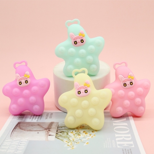 new decompression silicone toy deratization pioneer squeeze hole toy luminous ringing starfish silicone ornament toy