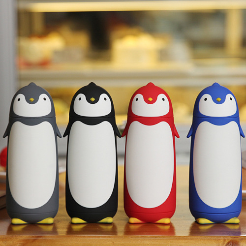 Creative Cartoon Penguin Water Cup Glass Double Layer Juice Cup Car Straight Drink Cup Gift Printing Logo Factory Direct Sales