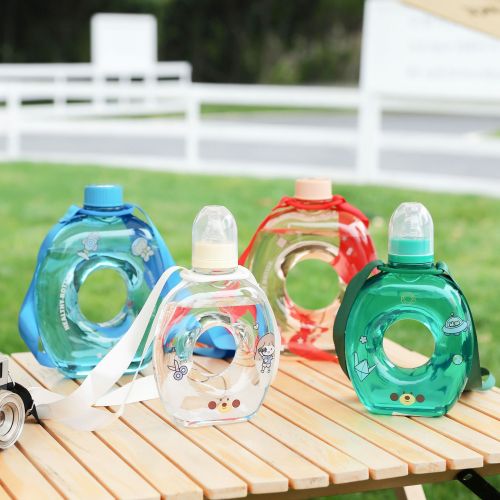 Creative round Nipple Water Cup Portable Lanyard Strap Straight Drink Cup a Bottle of Double Use Send 2D Stickers