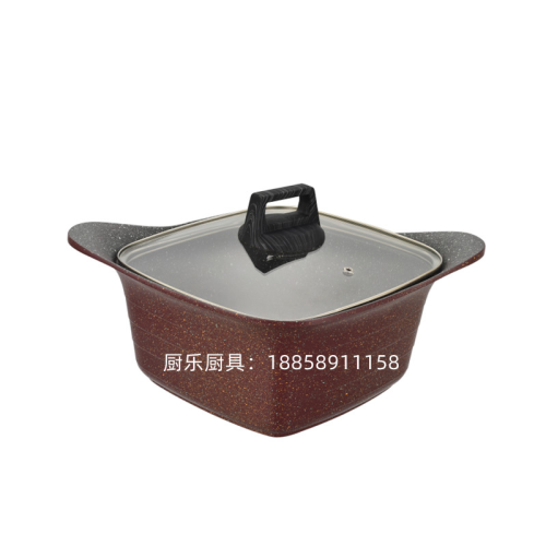 Square 24cm Double Bottom Soup Pot Stew Pot Non-Stick Pot Household Kitchen Products Pot Gift Box Wholesale in Large Quantities